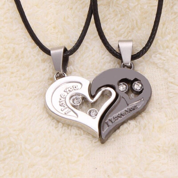 1 pair Fashion Couple Heart Shape I Love You Pendant Necklace Unisex Lovers Couples Jewelry Fashion Gift Accessories - Sunny Side Store