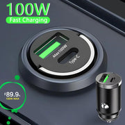 100W Mini Car Charger Lighter Fast Charging for iPhone QC3.0 Mini PD USB Type C Car Phone Charger for Xiaomi Samsung Huawei - Sunny Side Store