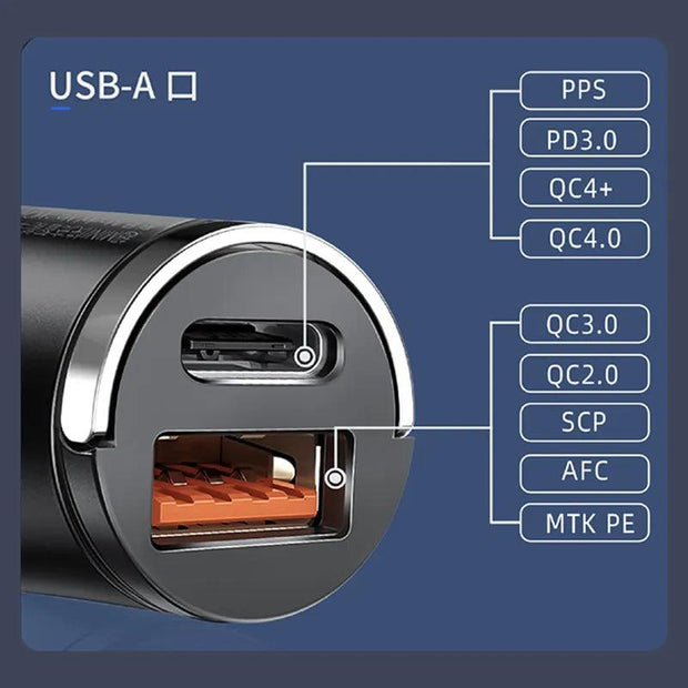 100W Mini Car Charger Lighter Fast Charging for iPhone QC3.0 Mini PD USB Type C Car Phone Charger for Xiaomi Samsung Huawei - Sunny Side Store