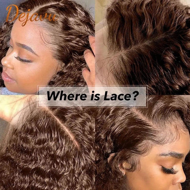 13x4 HD Lace Front Human Hair Wigs Chocolate Brown Deep Wave Lace Front Wig 13x6 Lace Frontal Wig Brazilian Curly Human Hair Wig - Sunny Side Store