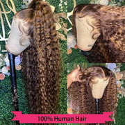 13x4 Highlight Curly Lace Front Human Hair Wigs For Women Brazilian Honey Blonde Deep Wave Frontal Wig 13x6 Hd Lace Colored Wig - Sunny Side Store