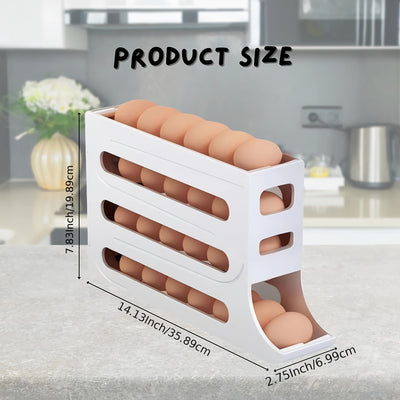 5 Colors 30-Egg Refrigerator Organizer, Egg Storage Box, Auto-Rolling Egg Dispenser, Space-Saving 4-Tier Egg Holder, Large Capacity Egg Storage Rack