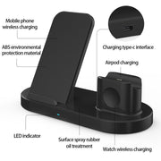 15W 3 In 1 Wireless Charger Stand for iPhone AirPods Pro Apple Watch - Sunny Side Store