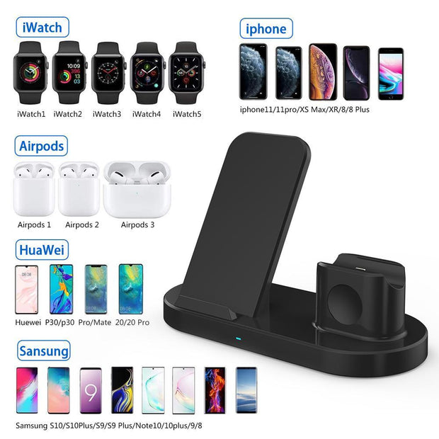 15W 3 In 1 Wireless Charger Stand for iPhone AirPods Pro Apple Watch - Sunny Side Store