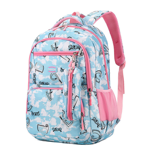 New Letter Print Backpack With Pencil Case Fsahion Sweet Primary School Students Schoolbag For Girls Boys