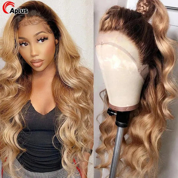 1B Burgundy 99J Human Hair Wig Colored HD Lace Frontal Wigs Blonde Ombre Body Wave Lace Front Wig Brazilian Glueless Wig On Sale - Sunny Side Store