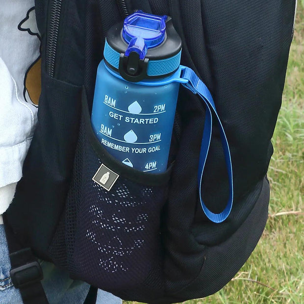 1L Water Bottle Gradient Color Motivational Sports Water Bottle with Time Marker Leak-proof Cup for Office, Gym, Outdoor - Sunny Side Store Sunny Side Store  4.30