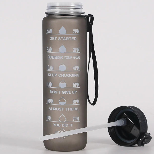 1L Water Bottle Gradient Color Motivational Sports Water Bottle with Time Marker Leak-proof Cup for Office, Gym, Outdoor - Sunny Side Store Sunny Side Store  4.30