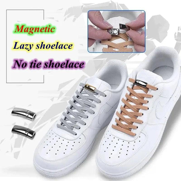 1Pair Magnetic Shoelaces Elastic Quick No Tie Shoe Laces Kids Adult Unisex Locking Shoelace Flat Sneaker Shoe Laces Strings - Sunny Side Store