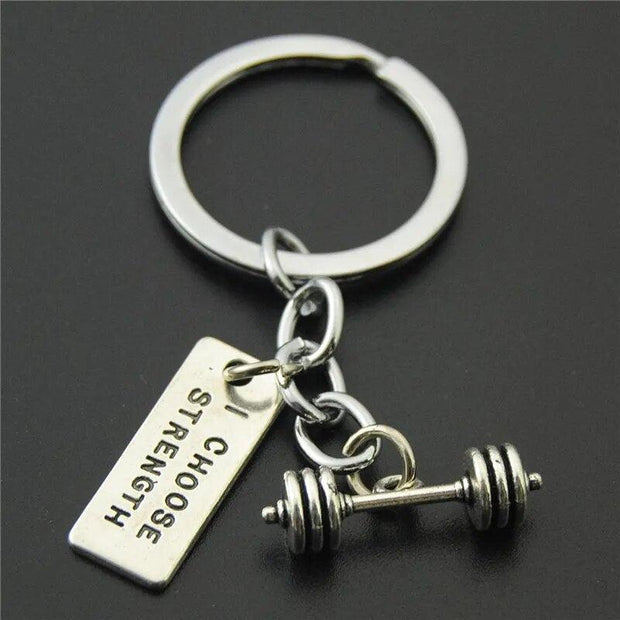 1pc Strength Sports Barbell Dumbbell Charm Weight Fitness With Words Gym Crossfit Keyring Keychain Gifts For Man - Sunny Side Store Sunny Side Store  0.63