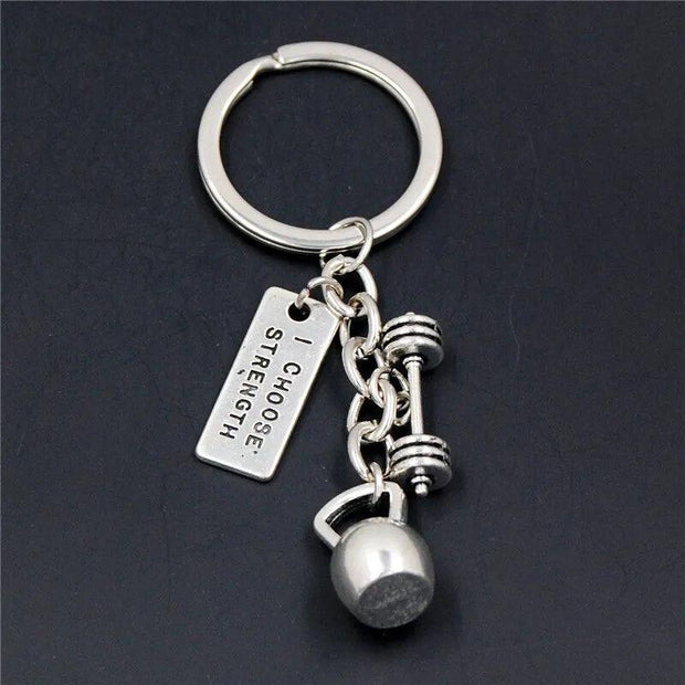 1pc Strength Sports Barbell Dumbbell Charm Weight Fitness With Words Gym Crossfit Keyring Keychain Gifts For Man - Sunny Side Store Sunny Side Store  0.63