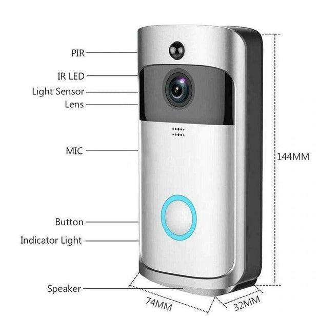 2.4 GHz Wi-Fi Smart Camera Doorbell With Memory Card Slot - Sunny Side Store