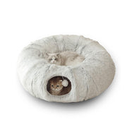 2 in 1 Funny Cat Beds Interactive Play Winter Warm Plush Donut Cat Tunnel Bed eprolo