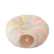 2 in 1 Funny Cat Beds Interactive Play Winter Warm Plush Donut Cat Tunnel Bed eprolo