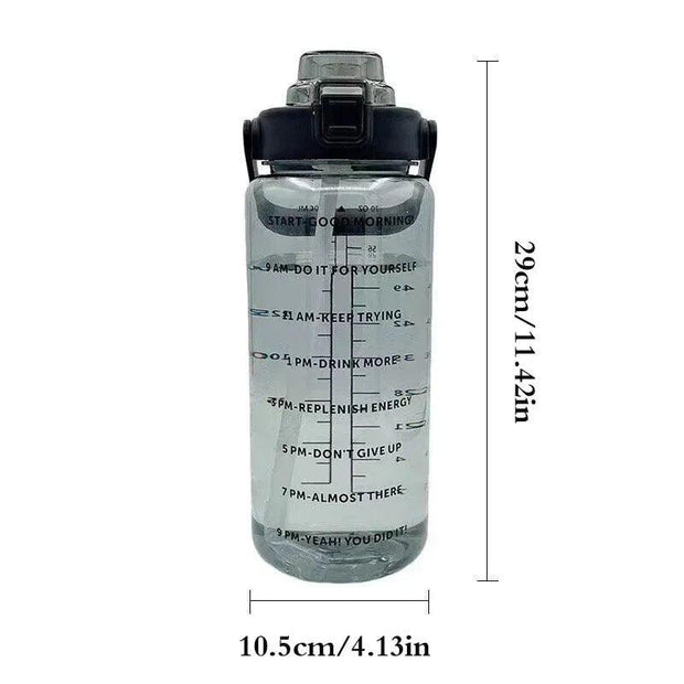 2 Liter Big Water Bottle With Straw Outdoor Sports Female Travel bottles Fitness Cup Summer Cold Water Jug with Time Marker - Sunny Side Store Sunny Side Store  4.30