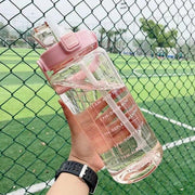 2 Liter Big Water Bottle With Straw Outdoor Sports Female Travel bottles Fitness Cup Summer Cold Water Jug with Time Marker - Sunny Side Store Sunny Side Store  4.30