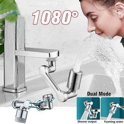 2 Mode 1080 Degree Universal Rotatable Extension Faucet Sprayer Head Bathroom Tap Extend Adapter Aerator Plastic Faucet Extender - Sunny Side Store