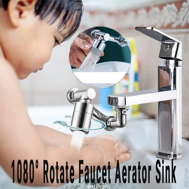 2 Mode 1080 Degree Universal Rotatable Extension Faucet Sprayer Head Bathroom Tap Extend Adapter Aerator Plastic Faucet Extender - Sunny Side Store