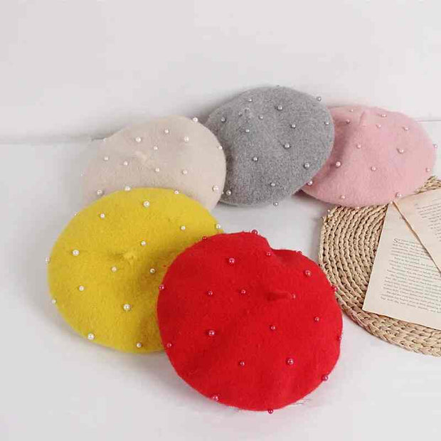 2021 Fashion New Princess Baby Girls Lovely Pearl Beanies Hats 11 Colors For Spring Autumn Winter - Sunny Side Store