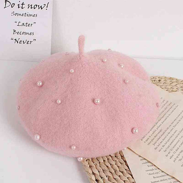 2021 Fashion New Princess Baby Girls Lovely Pearl Beanies Hats 11 Colors For Spring Autumn Winter - Sunny Side Store