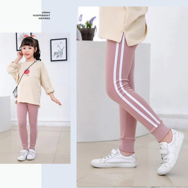 2023 Fall/Winter Girl Pants Pure Color Side Stripe Sports Leggings for Kid Girls Sweatpants Kids Leggings Sport Trousers Outwear - Sunny Side Store Sunny Side Store  9.75