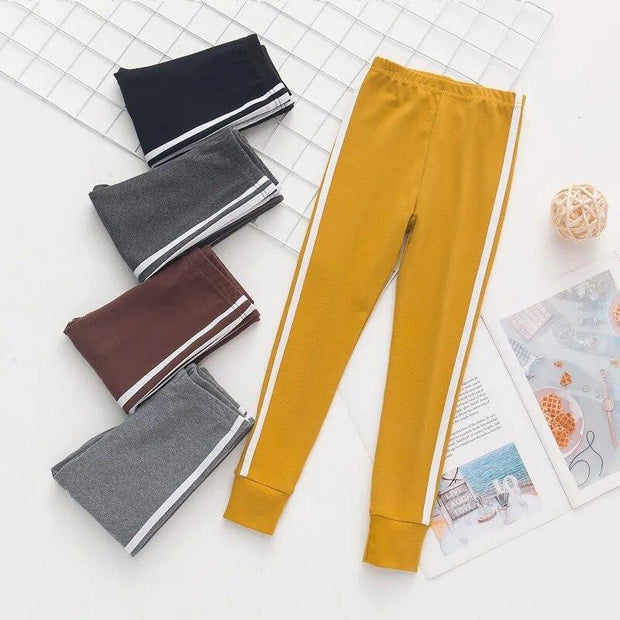 2023 Fall/Winter Girl Pants Pure Color Side Stripe Sports Leggings for Kid Girls Sweatpants Kids Leggings Sport Trousers Outwear - Sunny Side Store Sunny Side Store  9.75