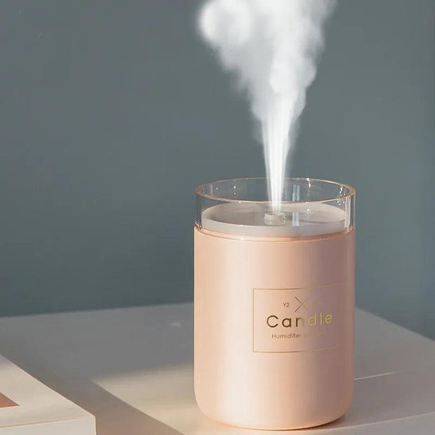 280ML Air Humidifier LED Candle Ultrasonic Cool Mist Essential Oil Diffuser USB Aroma Lamp Car Purifier Fogger Mist Maker - Sunny Side Store