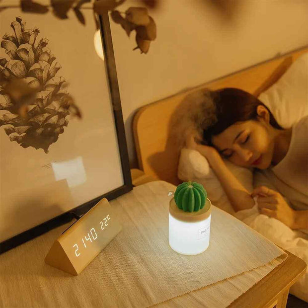 280ML Air Humidifier Soft LED Light Cactus Ultrasonic Aroma Essential Oil Diffuser for Home Car USB Mini Air Purifier - Sunny Side Store