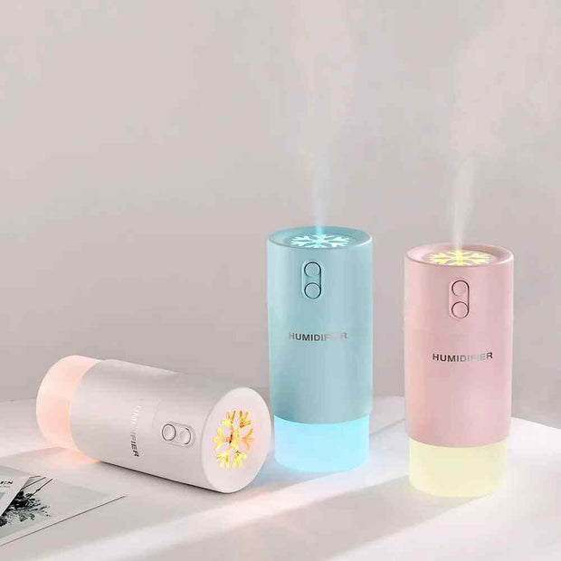 3 In 1 Air Humidifier USB Fan LED Light Creative Snowflake Design 400ML Ultrasonic Cool Mist Maker Aroma Diffuser for Home Car - Sunny Side Store