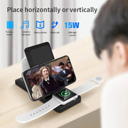 3-in-1 Wireless Charger Vertical Folding Wireless Charger 15W Fast Charge 3-in-1 Wireless Charger eprolo