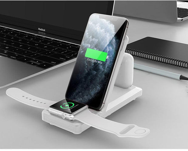 3-in-1 Wireless Charger Vertical Folding Wireless Charger 15W Fast Charge 3-in-1 Wireless Charger eprolo