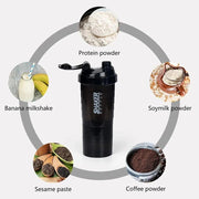 3 Layers Shaker Protein Bottle Powder Shake Cup Water Bottle Plastic Mixing Cup Body Building Exercise Bottle - Sunny Side Store Sunny Side Store  3.69