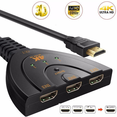 3 Port 4K HDMI 2.0 Cable Auto Splitter Switcher 3x1 Adapter HUB 3D 3 To 4K 2K 3D Mini 3 Port HDMI-compatible - Sunny Side Store