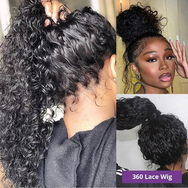 360 Full Lace Wig Human Hair Pre Plucked 13x4 Lace Frontal Wigs For Women 34 32 30 Inch Hd Curly Deep Water Wave Lace Front Wig - Sunny Side Store