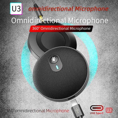 360° Pickup Video Voice Call USB Omnidirectional Microphone Video Conference Microphone Webcast Microphone eprolo