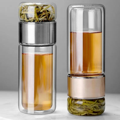 390ML Tea Water Bottle High Borosilicate Glass Double Layer Tea Water Cup Infuser Tumbler Drinkware Water Bottle With Tea Filter - Sunny Side Store Sunny Side Store  11.05