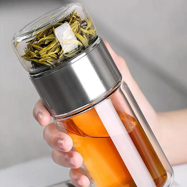 390ML Tea Water Bottle High Borosilicate Glass Double Layer Tea Water Cup Infuser Tumbler Drinkware Water Bottle With Tea Filter - Sunny Side Store Sunny Side Store  11.05