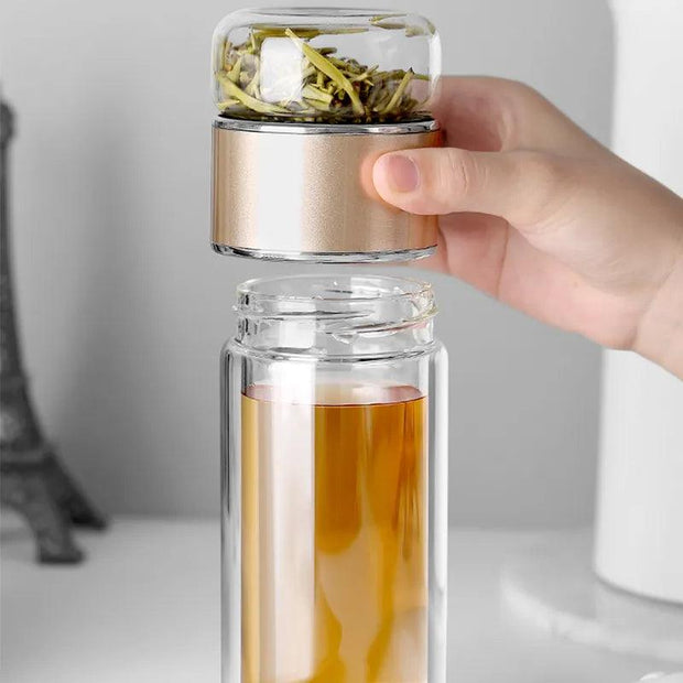 390ML Tea Water Bottle High Borosilicate Glass Double Layer Tea Water Cup Infuser Tumbler Drinkware Water Bottle With Tea Filter - Sunny Side Store Sunny Side Store  11.05