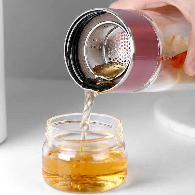 390ML Tea Water Bottle High Borosilicate Glass Double Layer Tea Water Cup Infuser Tumbler Drinkware Water Bottle With Tea Filter - Sunny Side Store Sunny Side Store  11.05