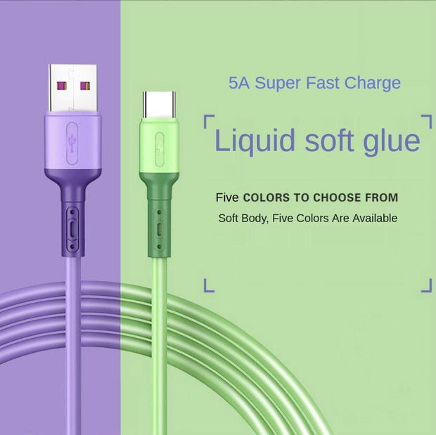 3A Liquid Silicone Micro USB Type C Cable Mobile Phone Charger Fast Charging USB Data Cord Charge - Sunny Side Store