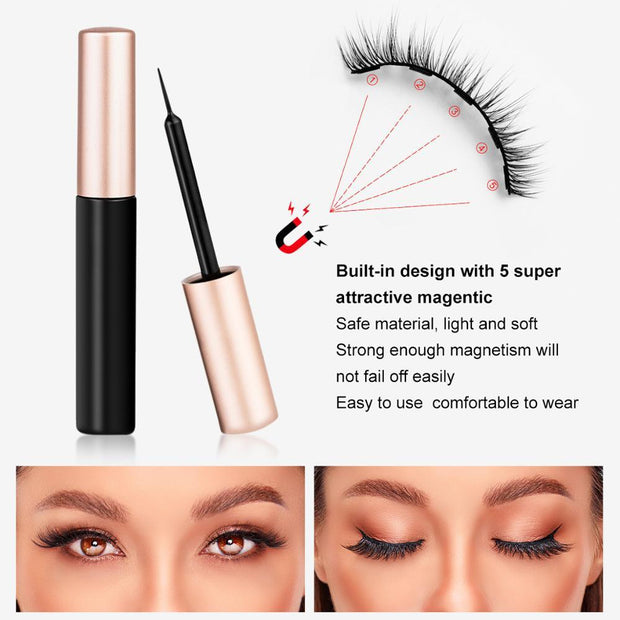 3D Mink Magnetic Eyelashes Waterproof Lasting Magnetic Eyeliner Magnet Mink Eyelashes Makeup Extension False Eyelashes eprolo