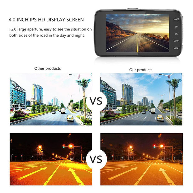 4" Dual Lens 1080P FHD 1.0MP Dash Camera Car DVR - Sunny Side Store