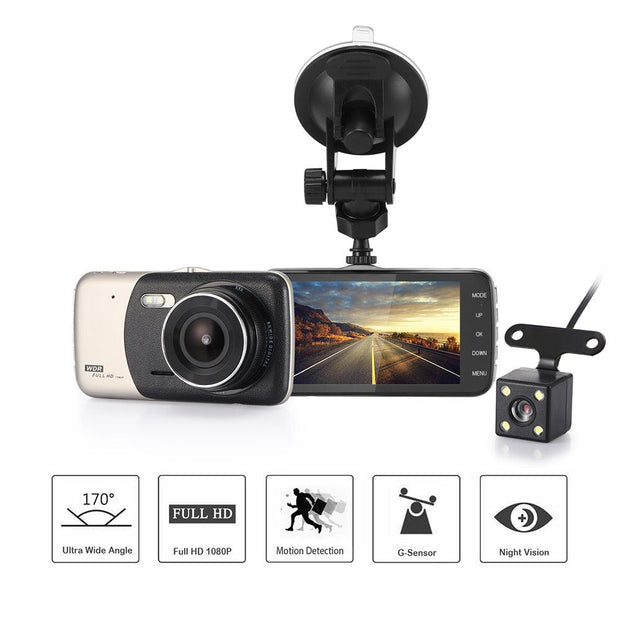 4" Dual Lens 1080P FHD 1.0MP Dash Camera Car DVR - Sunny Side Store