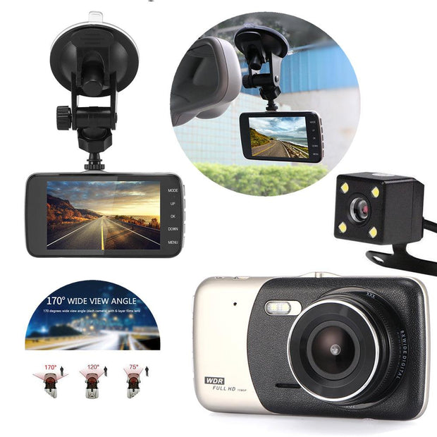 4" Dual Lens 1080P FHD 1.0MP Dash Camera Car DVR - Sunny Side Store