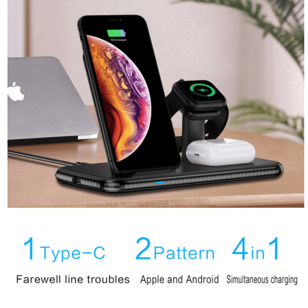 4 in 1 Wireless Fast Charging Hub - Sunny Side Store