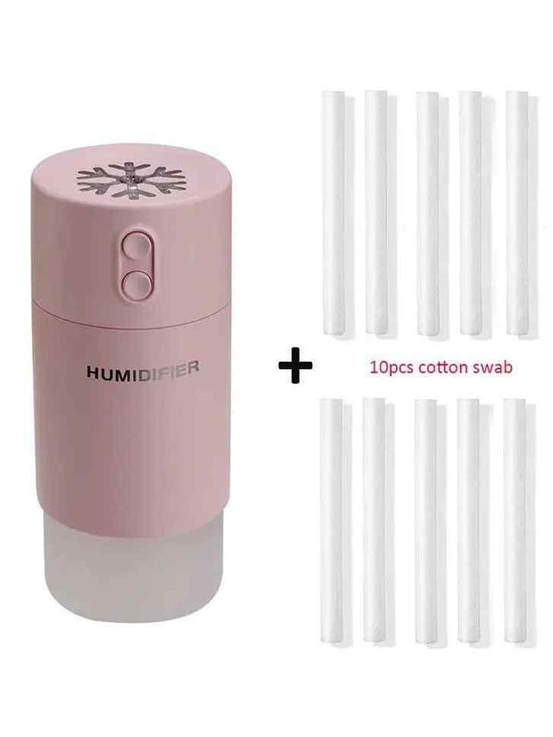 400ml Mini Air Humidifier USB Aroma Essential Oil Diffuser Cool Mist Maker LED USB Air Humidifier 3 in 1 Aromatherapy For Office - Sunny Side Store My Store Pink-and-10-filters 11.57