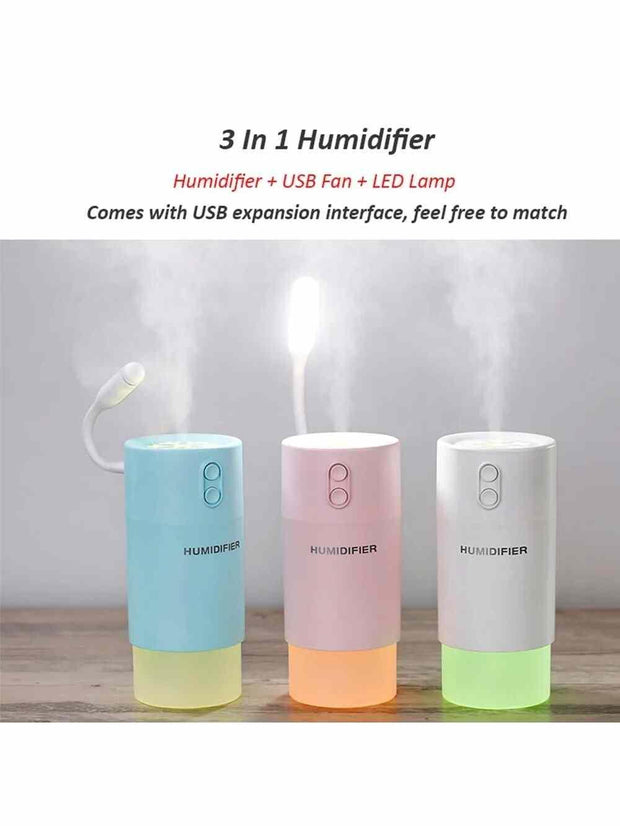 400ml Mini Air Humidifier USB Aroma Essential Oil Diffuser Cool Mist Maker LED USB Air Humidifier 3 in 1 Aromatherapy For Office - Sunny Side Store