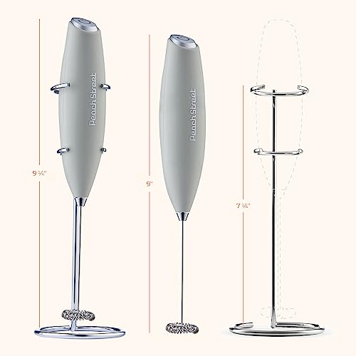 Powerful Handheld Milk Frother, Mini Milk Frother, Battery Operated (Not included) Stainless Steel Drink Mixer - Milk Frother Stand for Milk Coffee, Lattes, Cappuccino, Frappe, Matcha, Hot Chocolate Sunny Side Store