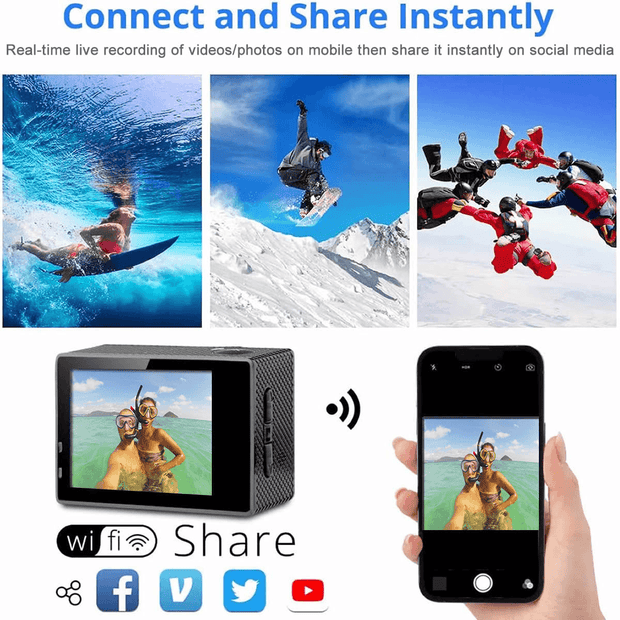 4K Waterproof All Digital UHD WiFi Camera + RF Remote And Accessories - Sunny Side Store