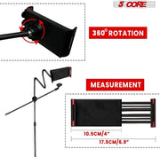 5 Core Microphone Stand + Phone Holder Floor Boom Mic Stand Gooseneck + Tablet Holder Collapsible Adjustable Tripod Mic Stand w Two Mic Clips + Carry Bag for Singing Karaoke Studio Parties -MS MOB - Sunny Side Store